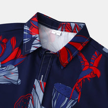 Navy Mens Short Sleeve Casual Vacation Beach Shirt