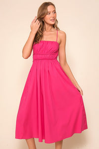 Fuchsia Midi Spaghetti Strap Dress