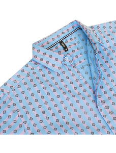 Sky Blue Geometric Diamond Print Short-Sleeve Shirt