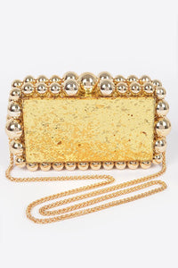 Gold Glitter Acrylic Case Clutch