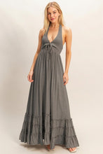 Light Gray Halter Neck Smocked Maxi Dress