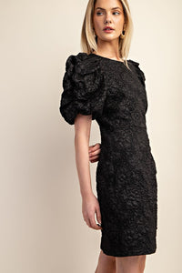 Black Jacquard Classic-Fit Mini Dress