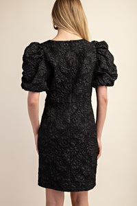 Black Jacquard Classic-Fit Mini Dress