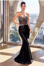 Black Strapless Rhinestone & Satin Gown