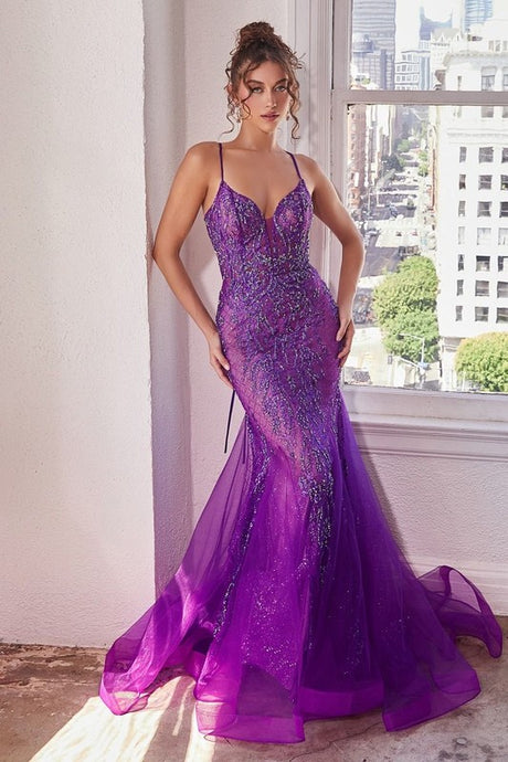 Nova Purple Embellished Mermaid Gown