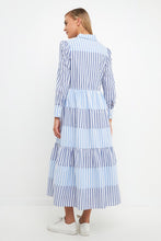 Blue Stripe Block Maxi Dress