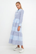Blue Stripe Block Maxi Dress