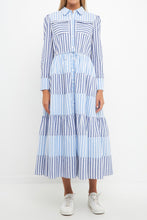 Blue Stripe Block Maxi Dress