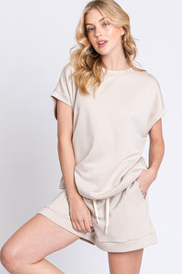Ecru Ultra Soft Top And Shorts Set