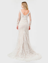 Off-White/Nude Lace Embroidered Long Sleeve Wedding Dress
