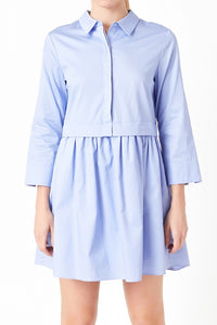 Powder Blue Shirt Mini Dress