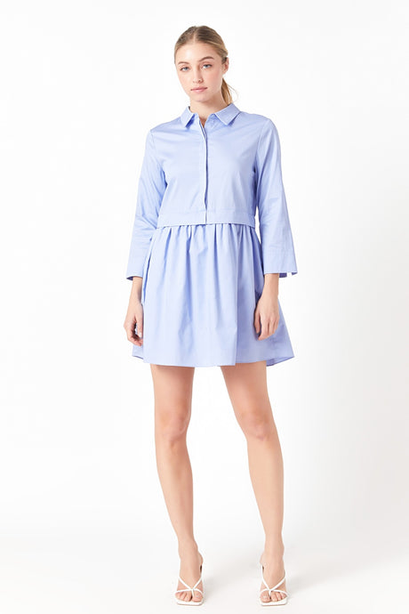 Powder Blue Shirt Mini Dress