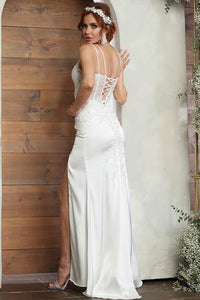 Ivory Skinny Straps Embellished Top Sheath Dress