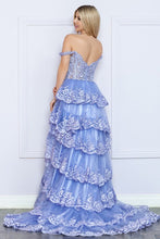 Periwinkle Bustier Illusion Top Eyelash Lace Tier A-Line Dress