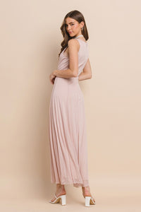 Rose Multi One Shoulder With Strap Sheer Chiffon Maxi Dress