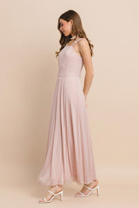 Rose Multi One Shoulder With Strap Sheer Chiffon Maxi Dress