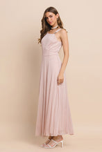 Rose Multi One Shoulder With Strap Sheer Chiffon Maxi Dress