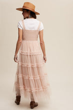Beige Frilly Ruffle Tiered Mesh Maxi Dress