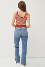 Brick Striped Scalloped Hem Chunky Knit Sweater Tank
