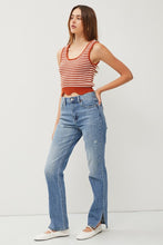 Brick Striped Scalloped Hem Chunky Knit Sweater Tank