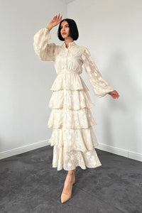 Ivory Fara Bell Sleeve Maxi Dress