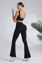 Black Square Neck Sports Bra And Flare Legging 2pc Set