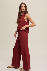 Wine Soft Knit Tank And Sweatpant Set