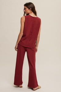 Wine Soft Knit Tank And Sweatpant Set