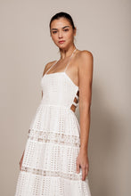 Off White Smocked Tiered Open Back Maxi Dress