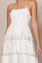 Off White Smocked Tiered Open Back Maxi Dress