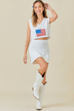 Off White Flag Print Cropped Top And Mini Skirt Sweater Set
