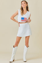 Off White Flag Print Cropped Top And Mini Skirt Sweater Set