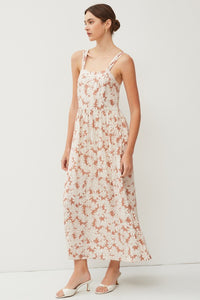 Auburn Floral Print Smocked Back Strap Maxi Dress