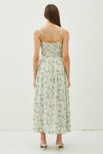 Sage Floral Print Smocked Back Strap Maxi Dress