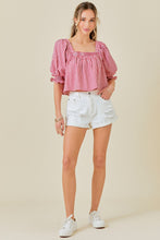 Red/White Square Neck Puff Sleeves Gingham Top