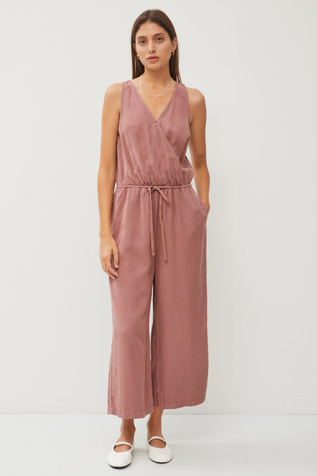 Marsala Tencel Wrap Drawstring Jumpsuit