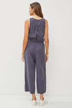 Dk.Slate Blue Tencel Wrap Drawstring Jumpsuit