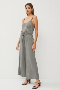 Spruce Sweetheart Neckline Wide Leg Jumpsuit