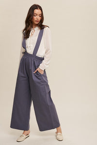 Vintage Navy Scotch Suspender Style Wide Leg Jumpsuit