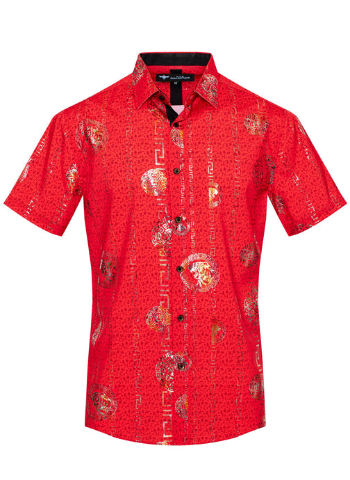 Red Button Down Short Sleeve Shirt