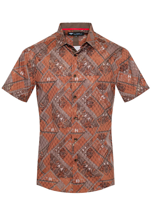 Orange Button Down Short Sleeve Shirt