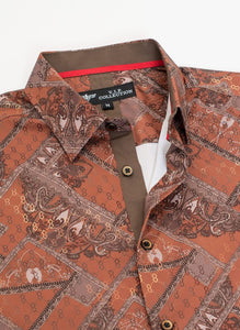 Orange Button Down Short Sleeve Shirt