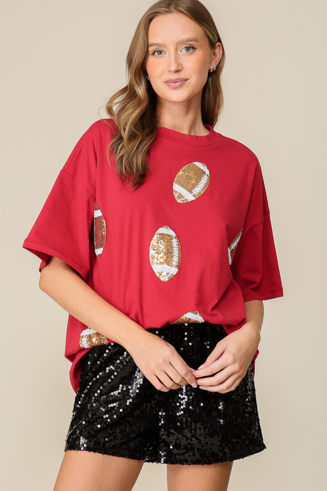 Burgundy Game Day Dazzling Football T-shirt