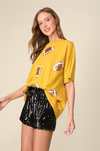 Gold Game Day Dazzling Football T-shirt