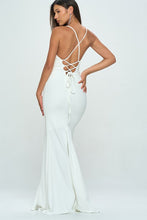 White Mermaid Deep V-neck Prom Maxi Dress