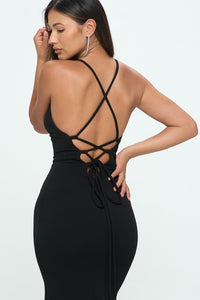 Black Mermaid Deep V-neck Prom Maxi Dress