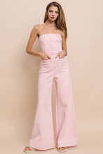 Rose Wide Leg Mineral Wash Tube Top Denim Jumpsuit