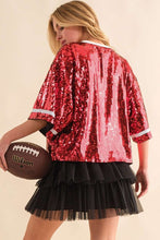 Red Game day Sequin Foot Ball Flocking Crop Top