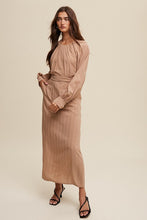 Clay Pleated Round Neck Maxi Dress