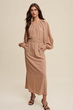 Clay Pleated Round Neck Maxi Dress